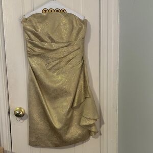 Kay Unger Strapless Gold Dress